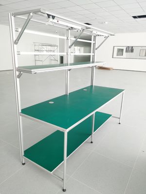 Industrial Grade Pipe Workbench Made from Aluminum Alloy Tubes with Removable Shelves Supporting Loading Capacity up to 120 Kilograms