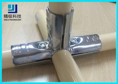 90 Degree 3 Way Flexible Chrome Pipe Connectors / Joints HJ-3 Silvery Color