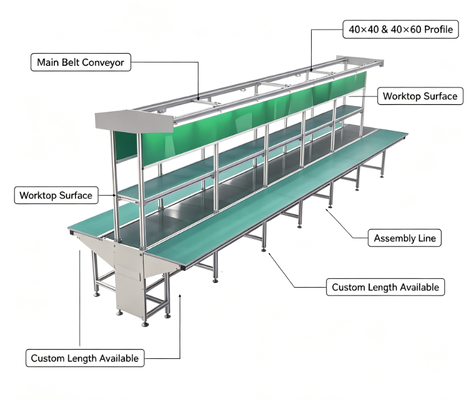 Anti-static Belt Conveyor Line Aluminum Profile Assembly Conveyor for Electronics Workshop Transport