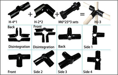 Plastic Coated Metal Pipe Joint , Black Electrophoresis Metal Tube Connector