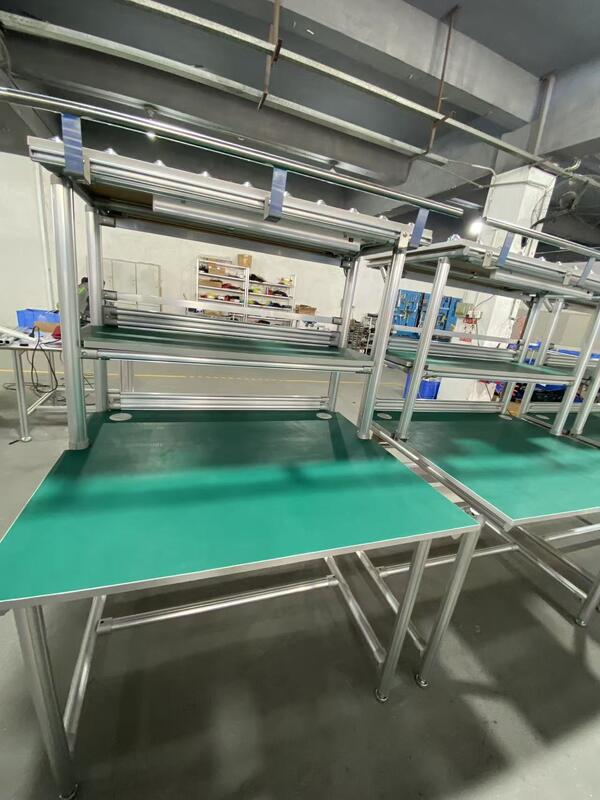 Adjustable Steel Pipe Rack Overhead Hanging Frame Carrying Anti Static Workbench Surface